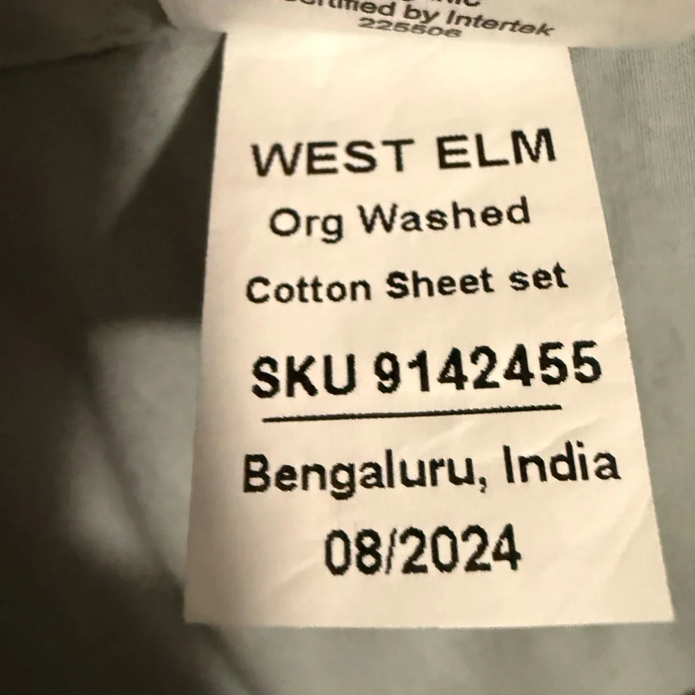 NEW West Elm Organic Soft Cotton Percale Flat Sheet, King. Color: Arctic Blue.